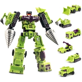 MultiVehicle Combined ConstructionStyle SciFi Mecha Action Figure, 6in1 Transformable ABS Collectible Model With Matching Attachments