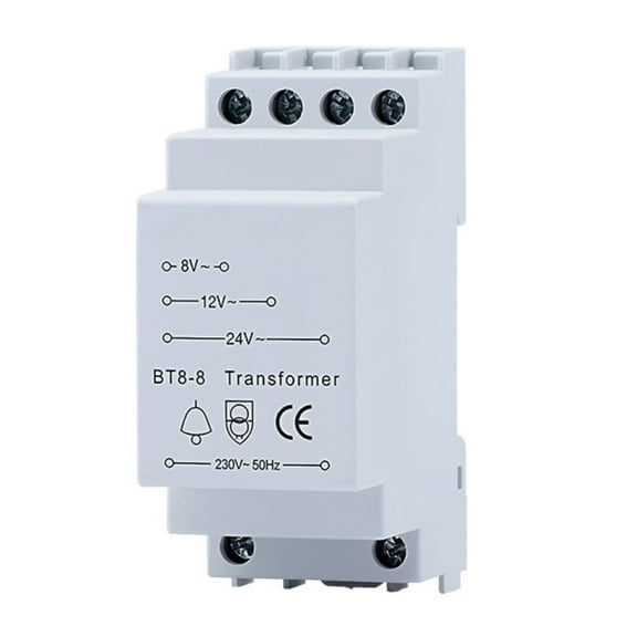 Multi-Voltage Doorbell Transformer 8V 12V 24V With Rail Mount Design And Low Frequency Operation For Reliable Home Electrical