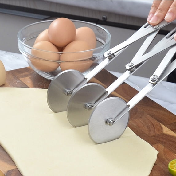 Multi Wheel Adjustable Spacing Stainless Steel Pizza Slicer - Baking Cutter for Pastry Dough, Vegetable, and Herb Cutting - Kitchen Tool with Precision Blades for Even Strips and Uniform Cuts