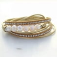 thumbnail image 1 of Multi Wrap Rhinestones & Freshwater Pearl Suede Leather Crystal Magnet Bracelet, 1 of 2