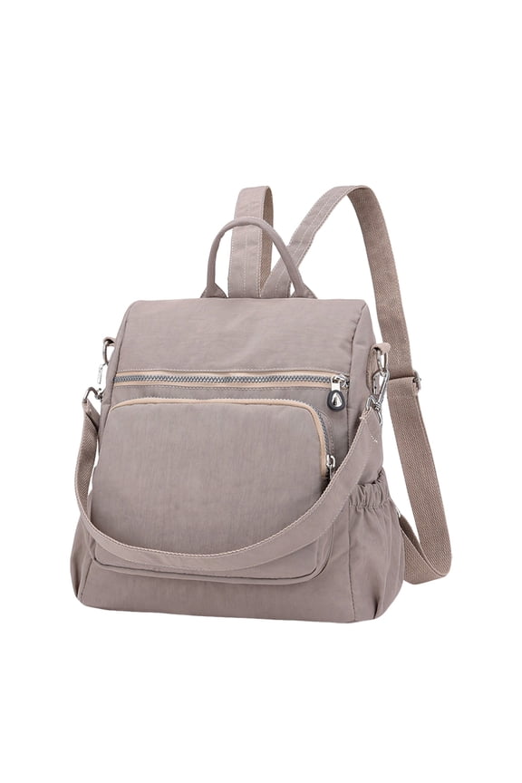 Multi Zipper Backpack, Small Nylon Backpacks, Mini Backpack Purse – Travel Backpack Shoulder Bag, 11.81x11.81 inch Casual Daypack Satchel Handbag, Mini Hiking Water-proof Backpack(Apricot)