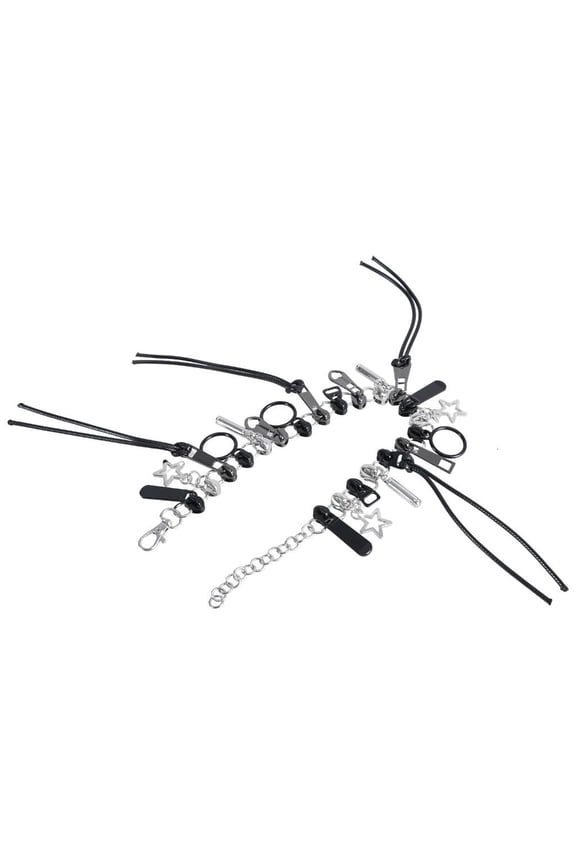 Zipper Necklace Edgy Clavicle Chains Hip Hop Choker Rope Neckchains with Star Pendant Women Jewelry