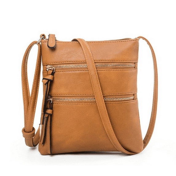 Multi Zipper Pocket Crossbody Bag - with Adjustable Strap, Lightweight Travel Purse, Daily Small Messenger Pouch, Cell Phone Pouch