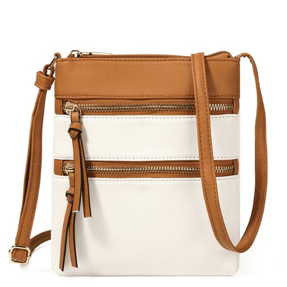 Multi Zipper Pocket Design Casual Travel Handbag Purse Bag,Functional Multi Pocket Double Zipper Purse,Adjustable Strap 21cm I Clearance!