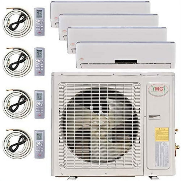 Multi Zone Mini Split Ductless Air Conditioner Quad Zone 12000 12000 24000 24000 4 Zone Pre-Charged Inverter Compressor Includes Four Free 25ft Linesets US Parts & Tech Support