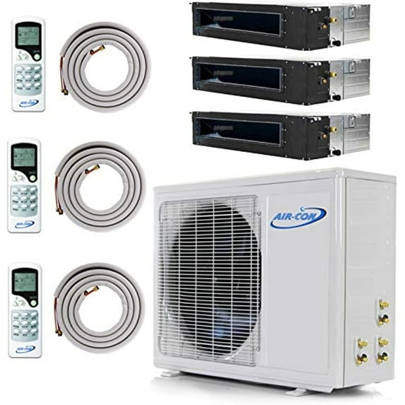 Multi Zone Mini Split Ductless Air Conditioner Tri 3 Zone 12000 18000 18000 BTU 21 Seer