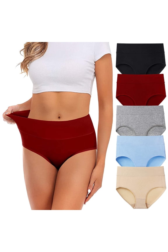 Multi a 5 Pack Womens Mid-Waist Full Coverage Briefs 5-Pack Multi Assorted