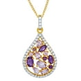 thumbnail image 1 of AFFY Multi & White Sapphire Teardrop Pendant in 14k Gold Over Sterling Silver, 1 of 1