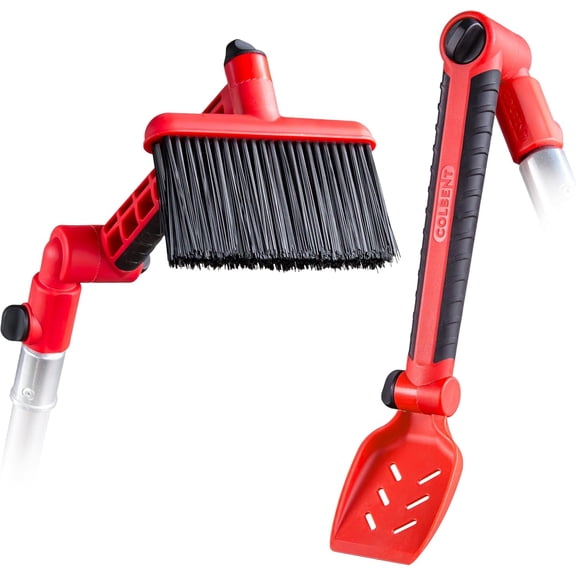 Multi-angle ground cleaning tool-Thread rod gutter cleaner attachment-Rain gutter cleaning and removing leaves from gutter guards with gutter scoop and brush