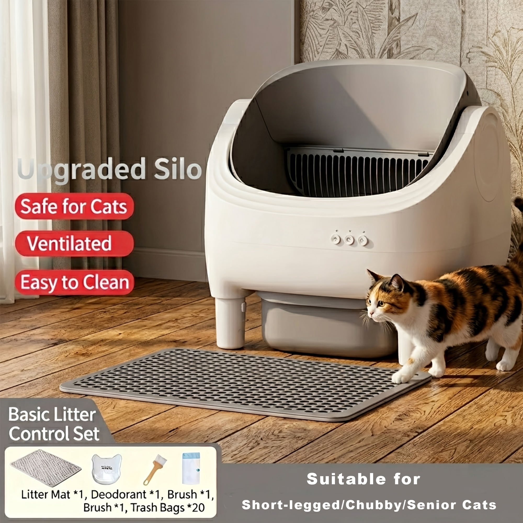 Multi-cat Automatic Cleaning Litter Box - Spacious Robot-style Litter Box Equipped with Smart Sensors, Open Design, And 360° Safety Features. Odorless Automatic Scooping for Indoor Cats