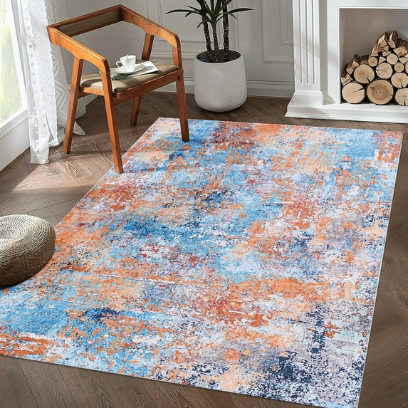 Multi-color 8x10 Area Rugs - Washable, Low-pile, Non-slip, Non-shedding, For Any Room Homes Machine Easy To Maintain