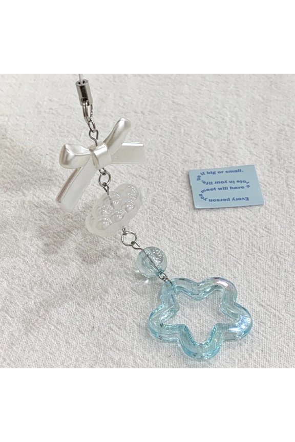 Multi-color Acrylic Star Clouds Bowknot Beaded Mobile Phone Charm Chain Pen Bag Backpack Pendant Keychain Gift