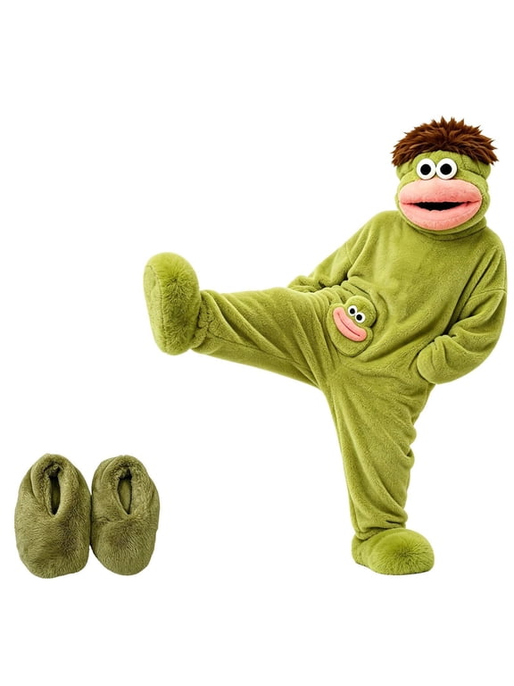 Multi-color Big Mouth Monster One Piece Outfit, Soft Fleece Dress-up Costume for Themed Party