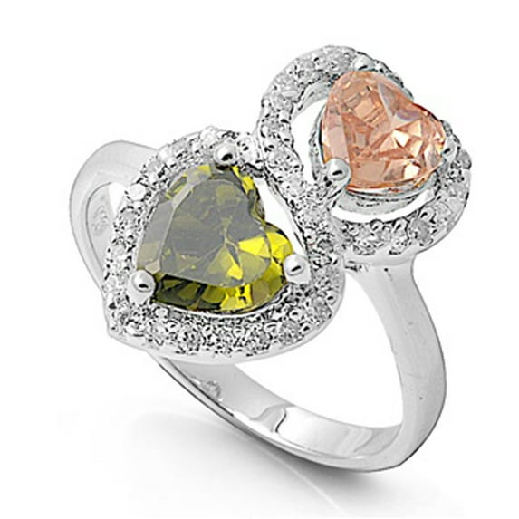Multi-color CZ Infinity Heart Halo Promise Ring Sterling Silver Band 925 Jewelry Female Size 7
