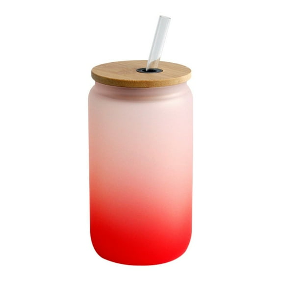 Multi-color Can Drinking Glasses,16 OZ Beer Can Glasses with Straws,Color Gradient Glass Water Cup for Cocktail,Iced Coffee,Whiskey,Tea