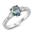 thumbnail image 1 of Multi-color Cubic Zirconia Teardrop Promise Sterling Silver Ring Black 925 Jewelry Female Size 8, 1 of 4