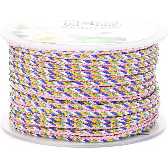 Multi-color Decorative Nylon Twisted Cord Nylon Rope String for Home Decoration Embellish Costumes bag Drawstrings Pink 2mm about 25.1 yards(23m)/roll