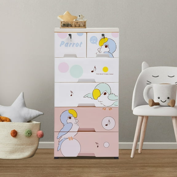 Multi-color Detachable Design Drawer Dresser 6PCS Drawers With Four Plastic Wheels for Organizing Clothes, Accessories, Bedding, Toys