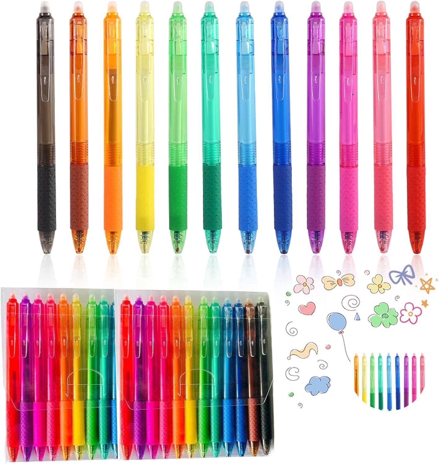 Multi-color Erasable Gel Pens 12 PCS, Retractable Rollerball Pens, Erasable Colored Pen, Write, Erase, And Rewrite with Ease, For Drawing Writing Planner (2)
