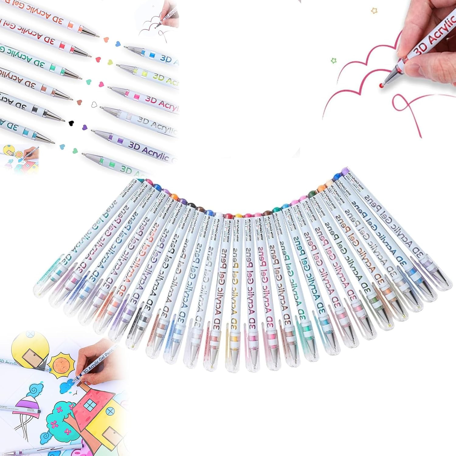 Multi-color Gel Pen Set, Scented Lava Gel Pen Set, Multicolor Scented Lava Pen Set, 1.0mm Colored Gel Pens Infused, 12/24/36/48 Color Pack Set, For Coloring, Drawing, Painting, Crafts Art