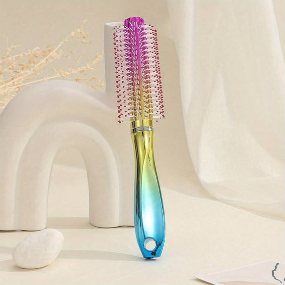 [Multi color] Gradient Rainbow Roller Hair Comb For All Hair Types 1 Piece