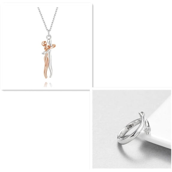 Love Hug Necklace Unisex Men Women Couple Jewelry Simple Temperament Clavicle Chain Valentines Day Lover Gift