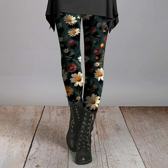 Multi-color Leggings for Women Ladies' Slim Fit Floral Slimming Printed Bottom Pants