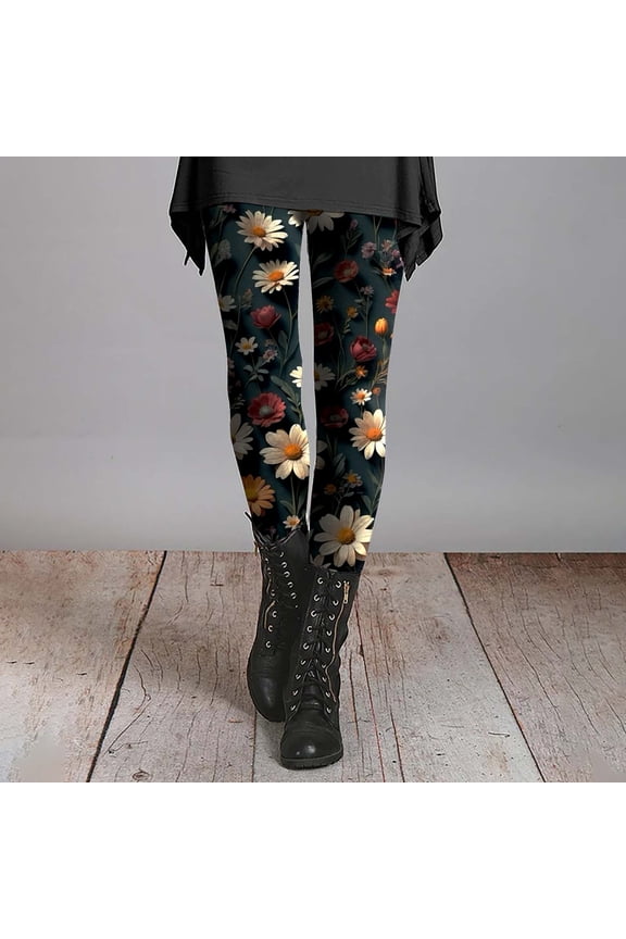 Multi-color Leggings for Women Ladies' Slim Fit Floral Slimming Printed Bottom Pants
