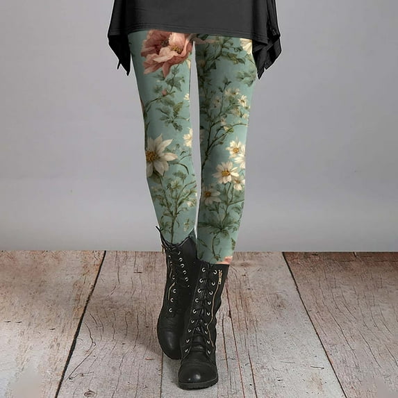Multi-color Leggings for Women Ladies' Slim Fit Floral Slimming Printed Bottom Pants