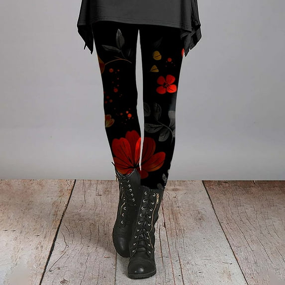 Multi-color Leggings for Women Ladies' Slim Fit Floral Slimming Printed Bottom Pants