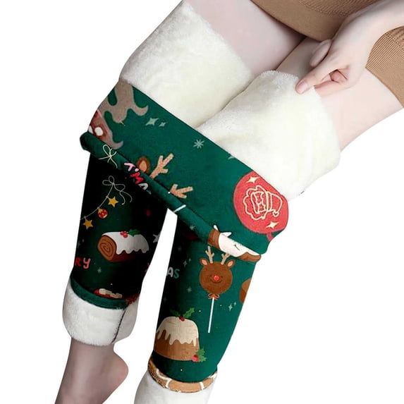 Multi-color Leggings for Women's Christmas Style Print Velvet Leggings Tights High Waist Warm Comfortable Skinny Pants Winter Warm Pants
