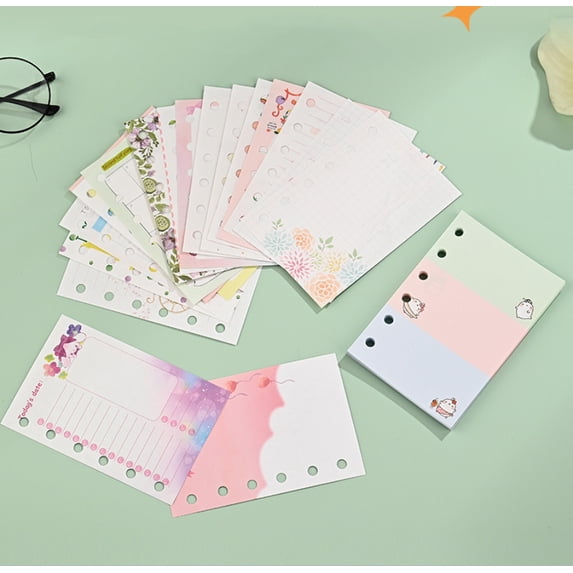 Multi-color Multi Pattern Filler Paper, 6-Hole Refill Paper with 120 Sheets/240 Pages, 3 Pack Loose Leaf Paper Line Refills