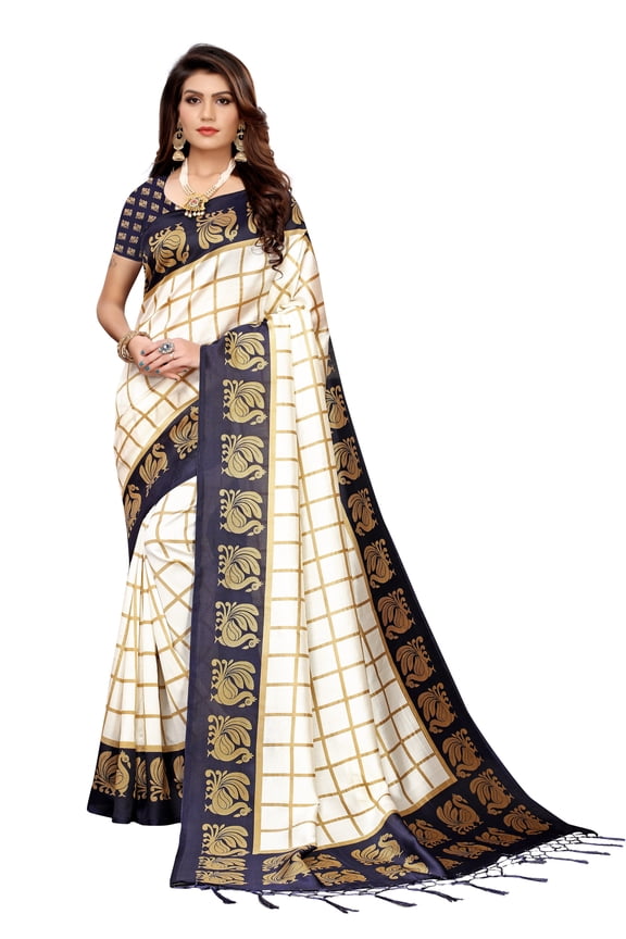 Multi color Mysore Silk saree/sari with running blouse For Women/Girls