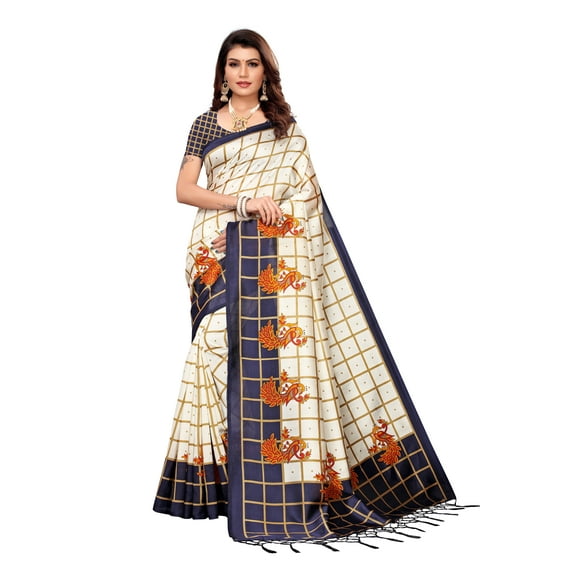 Multi color Mysore Silk saree/sari with running blouse For Women/Girls