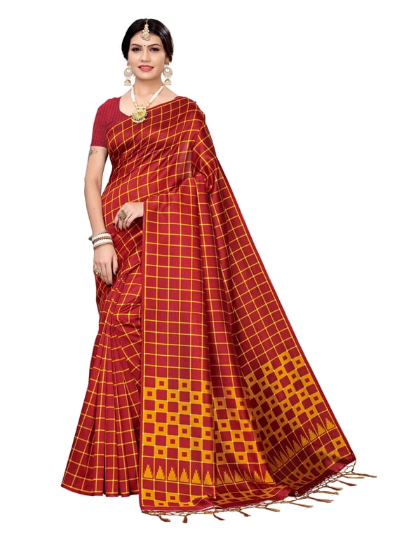 Multi color Mysore Silk saree/sari with running blouse For Women/Girls