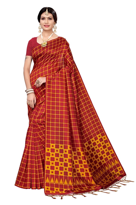 Multi color Mysore Silk saree/sari with running blouse For Women/Girls
