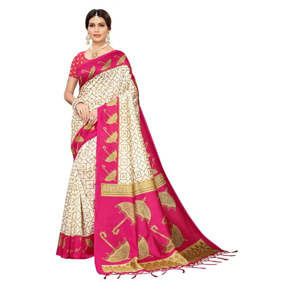 Multi color Mysore Silk saree/sari with running blouse For Women/Girls