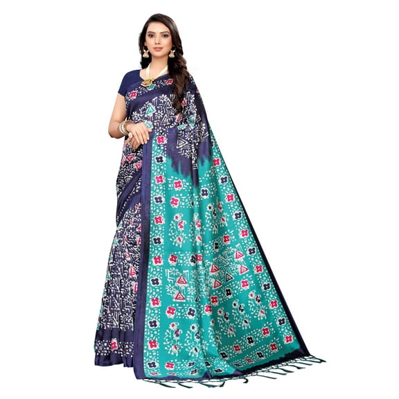 Multi color Mysore Silk saree/sari with running blouse For Women/Girls