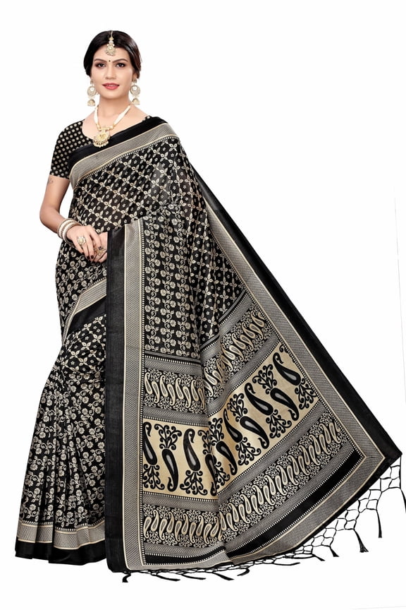 Multi color Mysore Silk saree/sari with running blouse For Women/Girls