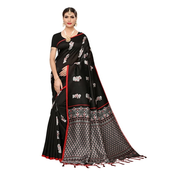 Multi color Mysore Silk saree/sari with running blouse For Women/Girls