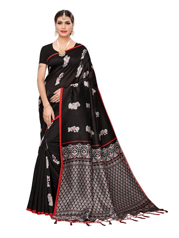 Multi color Mysore Silk saree/sari with running blouse For Women/Girls
