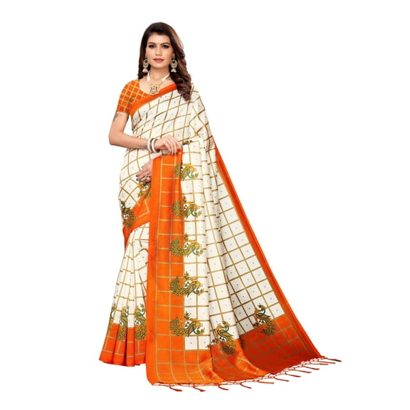 Multi color Mysore Silk saree/sari with running blouse For Women/Girls