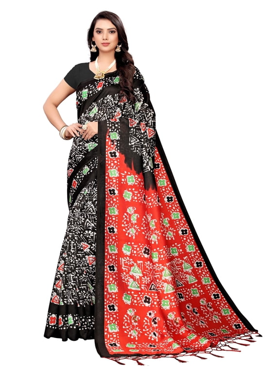 Multi color Mysore Silk saree/sari with running blouse For Women/Girls