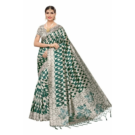 Multi color Mysore Silk saree/sari with running blouse For Women/Girls