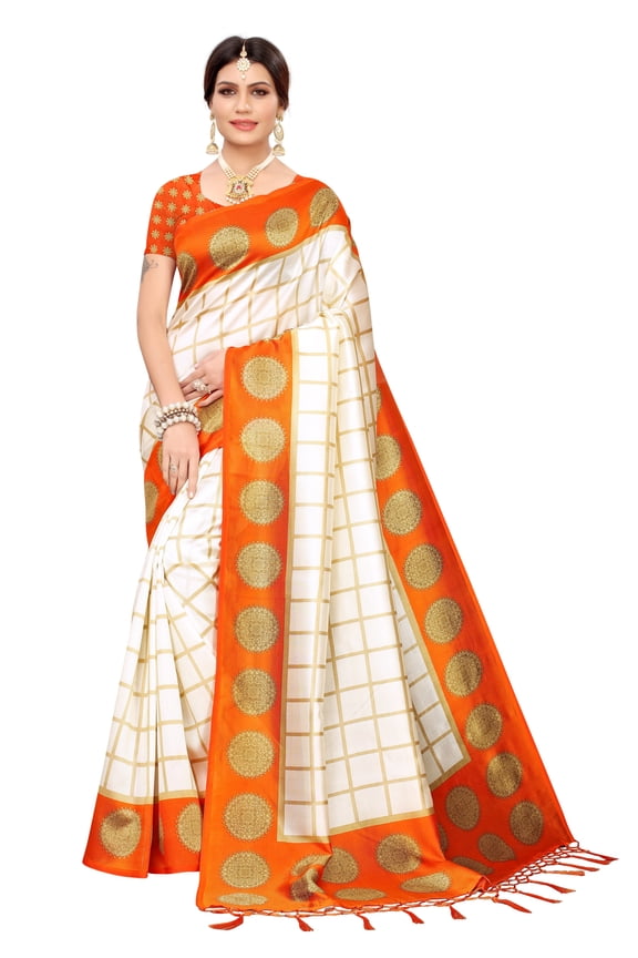 Multi color Mysore Silk saree/sari with running blouse For Women/Girls