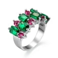 thumbnail image 1 of Multi-color Princess Cut CZ Band Women's 925 Silver Wedding Party Ring Size 6-10, 1 of 9