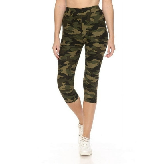 Multi-color Print, Cropped Capri Leggings In A Fitted Style With A Banded High Waist Multi