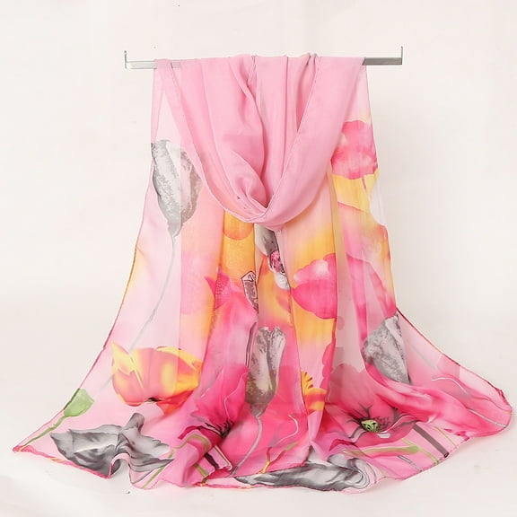 Multi-color Scarf Fashion Women Flower Print Long Soft Wrap Scarf Simulation Silk Shawl Scarves