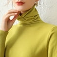 thumbnail image 1 of Multi-color Womens Tops Autumn and Winter New Internal Turtleneck Sweater Women Pile Pile Collar Elastic Bottom Shirt Slim Slim European and American Knitted Top Shirts for Women, 1 of 5
