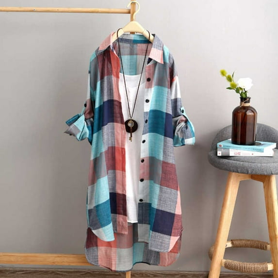 Multi-color Young Adult Tops Women Casual Plus Size O-Neck Printed Loose Button Tunic Shirt Blouse Tops Plus Size Tops for Women